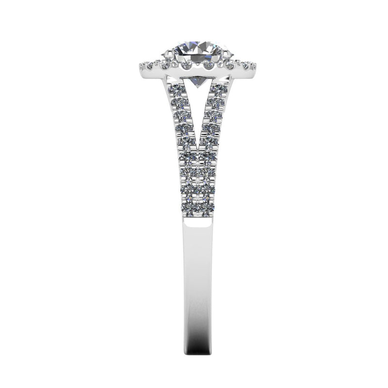"Nova" Halo Round Brilliant Cut Diamond Double Row Split Diamond Shoulder Engagement Ring HARB10 - HEERA DIAMONDS