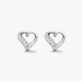 9ct Heart White Gold Natural Diamond Stud Earrings