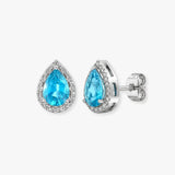 9ct White Dia-0.06ct Blue Topaz- Pear Drop Ring