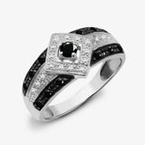 9ct White Gold Diamond And Black Diamond Ring HEERA DIAMONDS