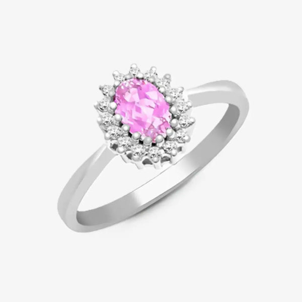 9ct White Gold Diamond And Pink Sapphire Ring HEERA DIAMONDS