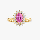 9ct White Gold Natural Diamond 12pts & Pink Sapphire 68pts Ring