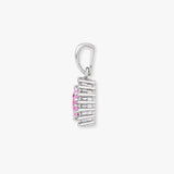 9ct White Gold Natural Diamond And Pink Sapphire Pendant