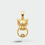 9ct Yellow Diamonds -3pts Pink Sapphire -7pts Panther Pendant JN
