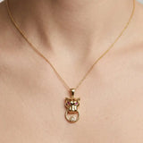 9ct Yellow Diamonds -3pts Pink Sapphire -7pts Panther Pendant