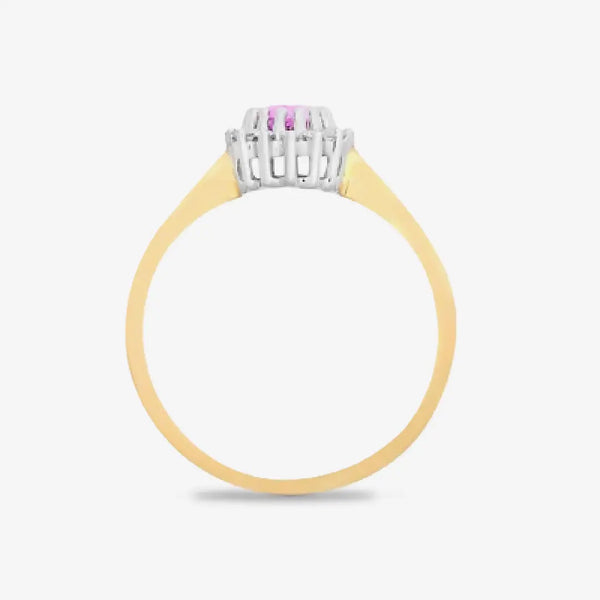 9ct Yellow Gold Diamond And Pink Sapphire Ring HEERA DIAMONDS
