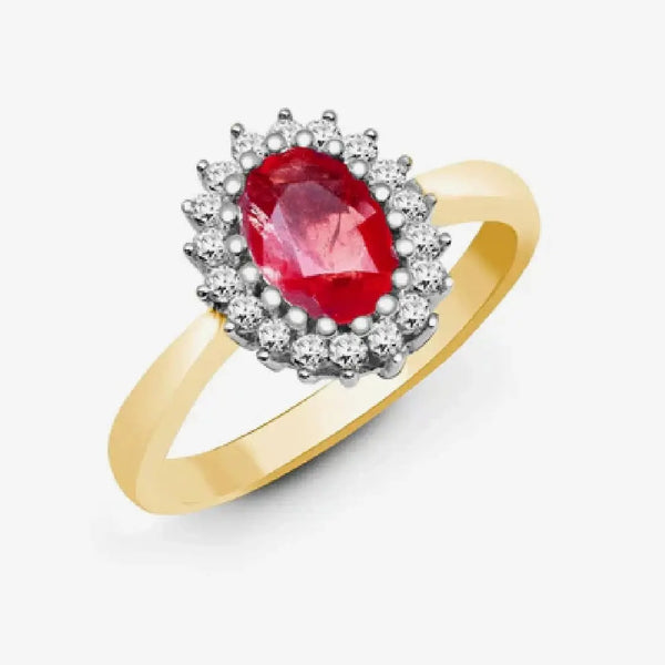 9ct Yellow Gold Diamond And Ruby Rin HEERA DIAMONDS