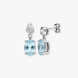 AQUAMARINE DROP EARRINGS IN 9K WHITE GOLD