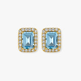 AQUAMARINE HALO STUD EARRINGS