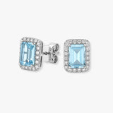 AQUAMARINE HALO STUD EARRINGS
