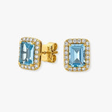 AQUAMARINE HALO STUD EARRINGS