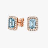AQUAMARINE HALO STUD EARRINGS
