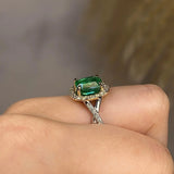 "Aarti" Emerald Halo Pave Ring - HEERA DIAMONDS