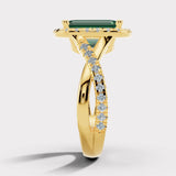 "Aarti" 2.40 Carat Cushion Cut Gem Lab Grown Diamond Halo Pave Engagement Ring