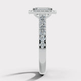 "Abigail" 1 Carat Octagon Halo Emerald Cut Diamond Shoulder Engagement Ring HAEC05