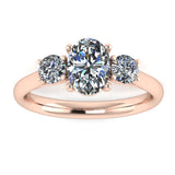 "Adelaide" Three Stone Oval and Round Brilliant Trilogy Diamond Engagement Ring 3SOC07 - HEERA DIAMONDS