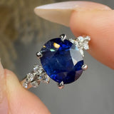"Althea" 2.3 Carat Blue Sapphire Oval Cut Natural Diamond Shoulder Engagement Ring HR1738