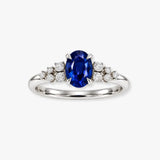 "Althea" 2.3 Carat Blue Sapphire Oval Cut Natural Diamond Shoulder Engagement Ring HR1738