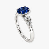 "Althea" 2.3 Carat Blue Sapphire Oval Cut Natural Diamond Shoulder Engagement Ring HR1738