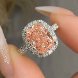"Altheris" Pink 2 Carat Elongated Cushion Cut Lab Grown Diamond Shoulder Engagement Ring HLM428 HEERA DIAMONDS