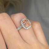 "Altheris" Pink 2 Carat Elongated Cushion Cut Lab Grown Diamond Shoulder Engagement Ring HLM428 HEERA DIAMONDS