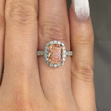 "Altheris" Pink 2 Carat Elongated Cushion Cut Lab Grown Diamond Shoulder Engagement Ring HLM428 HEERA DIAMONDS
