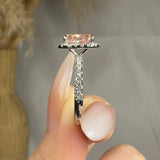 "Altheris" Pink 2 Carat Elongated Cushion Cut Lab Grown Diamond Shoulder Engagement Ring HLM428 HEERA DIAMONDS