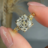 "Alven" 3.03 Carat Cushion Cut Lab Grown Diamond Shoulder Engagement Ring HLR452