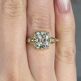 "Alven" 3.03 Carat Cushion Cut Lab Grown Diamond Shoulder Engagement Ring HLR452