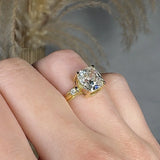 "Alven" 3.03 Carat Cushion Cut Lab Grown Diamond Shoulder Engagement Ring HLR452