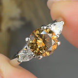 "Alvex" Brown 1.04 Carat Round Cut Trilogy Natural Diamond Engagement Ring HM97