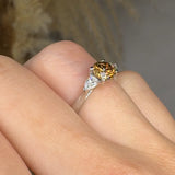 "Alvex" Brown 1.04 Carat Round Cut Trilogy Natural Diamond Engagement Ring HM97