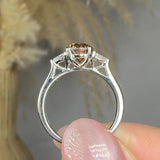 "Alvex" Brown 1.04 Carat Round Cut Trilogy Natural Diamond Engagement Ring HM97