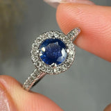"Alvion" Blue Sapphire 0.53 Carat Round Cut Diamond Shoulder Engagement Ring HR681 HEERA DIAMONDS