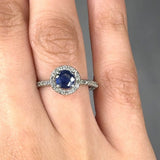"Alvion" Blue Sapphire 0.53 Carat Round Cut Diamond Shoulder Engagement Ring HR681 HEERA DIAMONDS