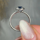 "Alvion" Blue Sapphire 0.53 Carat Round Cut Diamond Shoulder Engagement Ring HR681 HEERA DIAMONDS