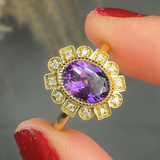 "Alvoriae" Amethyst 1.5 Carat Oval Cut Lab Grown Diamond Engagement Ring HLR1952 HEERA DIAMONDS