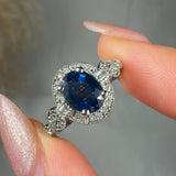 "Alzora" Blue Sapphire 1.94 Carat Oval Cut Natural Diamond Shoulder Engagement Ring HR1319 HEERA DIAMONDS