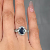 "Alzora" Blue Sapphire 1.94 Carat Oval Cut Natural Diamond Shoulder Engagement Ring HR1319 HEERA DIAMONDS