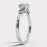 "Amelia" 1 carat Three Stone Round Brilliant Cut with Emerald Cut Diamond Trilogy Engagement Ring 3SRB54