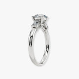 "Amelia" 1 carat Three Stone Round Brilliant Cut with Emerald Cut Diamond Trilogy Engagement Ring 3SRB54