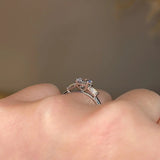 "Amelia" Three Stone Round Brilliant Cut with Emerald Cut Diamond Trilogy Engagement Ring 3SRB54 - HEERA DIAMONDS