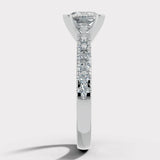 "Amina" 1 Carat Cushion Cut Diamond Scallop Set Diamond Band Engagement Ring DSCC02