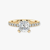 "Amina" 1 Carat Cushion Cut Diamond Scallop Set Diamond Band Engagement Ring DSCC02
