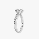 "Amina" 1 Carat Cushion Cut Diamond Scallop Set Diamond Band Engagement Ring DSCC02