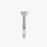 "Amina" 1 Carat Cushion Cut Diamond Scallop Set Diamond Band Engagement Ring DSCC02