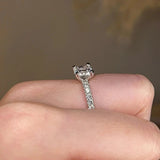 "Amina" Cushion Cut Diamond Scallop Set Diamond Band Engagement Ring DSCC02 - HEERA DIAMONDS