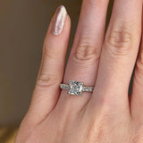 "Amina" Cushion Cut Diamond Scallop Set Diamond Band Engagement Ring DSCC02 - HEERA DIAMONDS