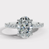 "Angy" 3 Carat Oval Cut Diamond Pave Set Diamond Shoulders Engagement Ring HEERA DIAMONDS
