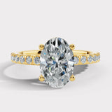 "Angy" 3 Carat Oval Cut Diamond Pave Set Diamond Shoulders Engagement Ring HEERA DIAMONDS